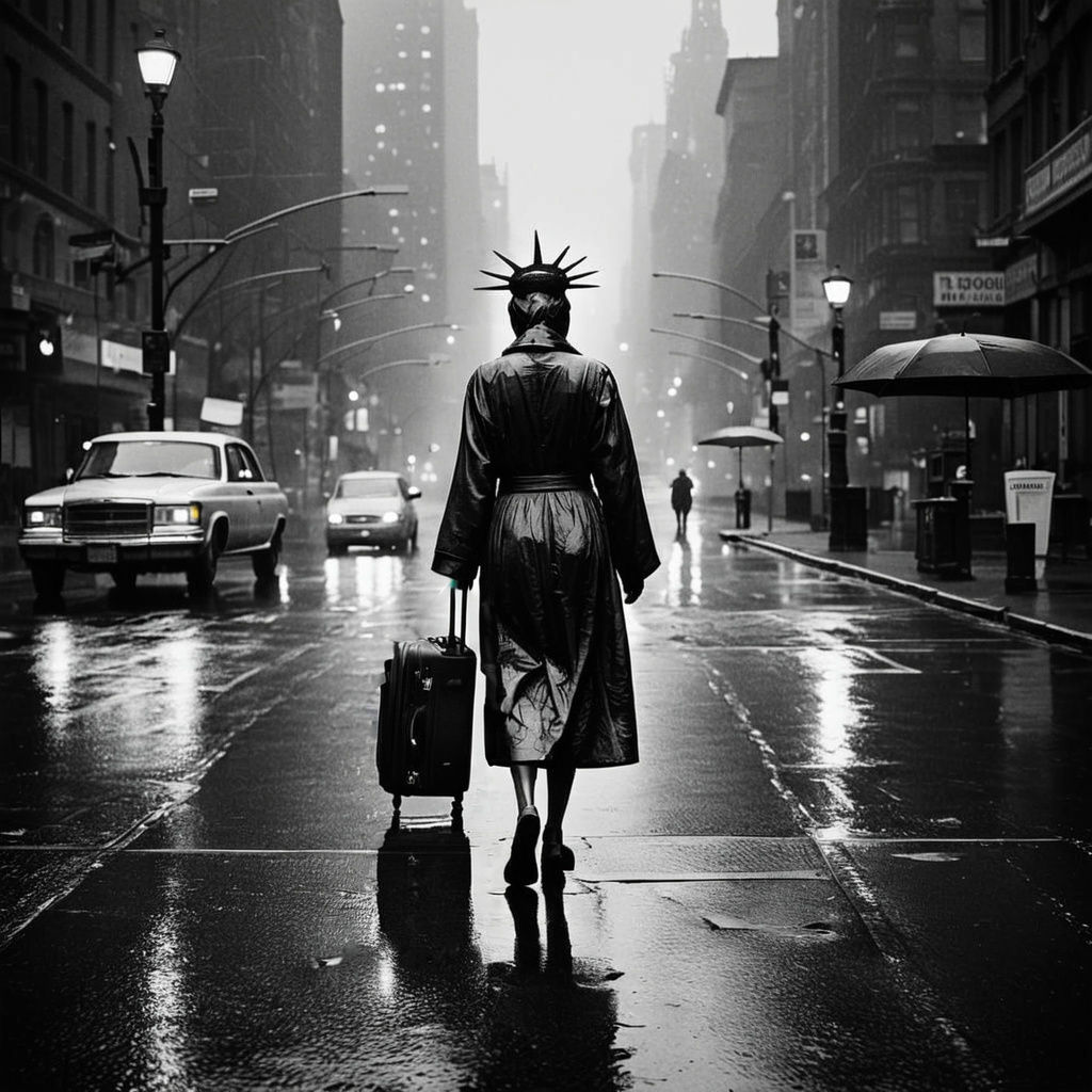 A Melancholic Departure in Monochromatic New York