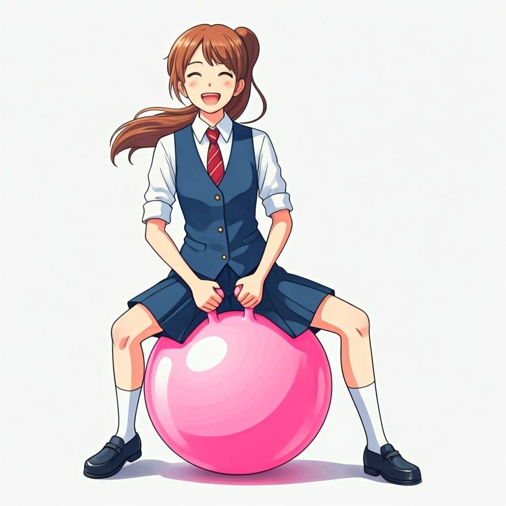 Haru Yoshioka Bouncing, Ghibli-Style Watercolor