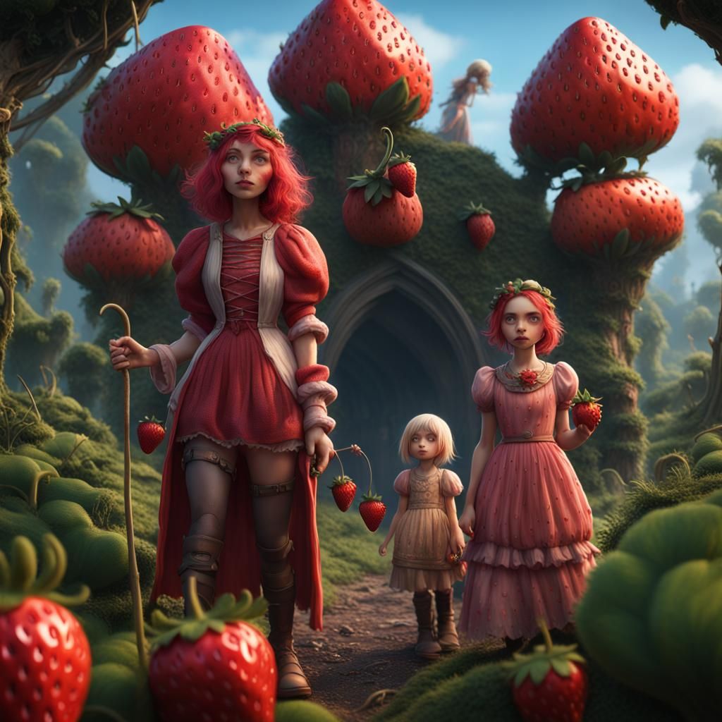 Strawberry People: Detailed Matte Painting in 8K