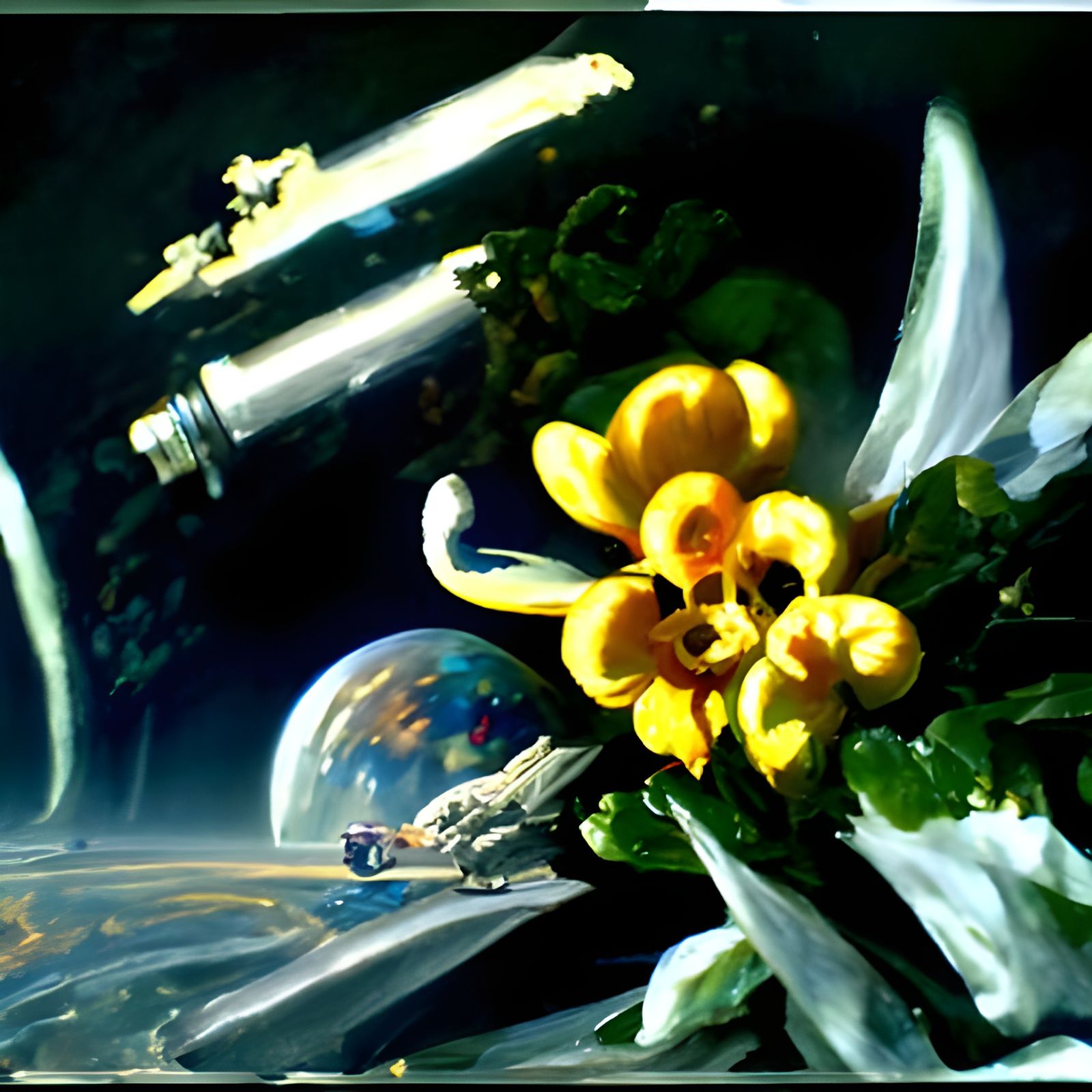 Flowers in Space: An Oil Painting