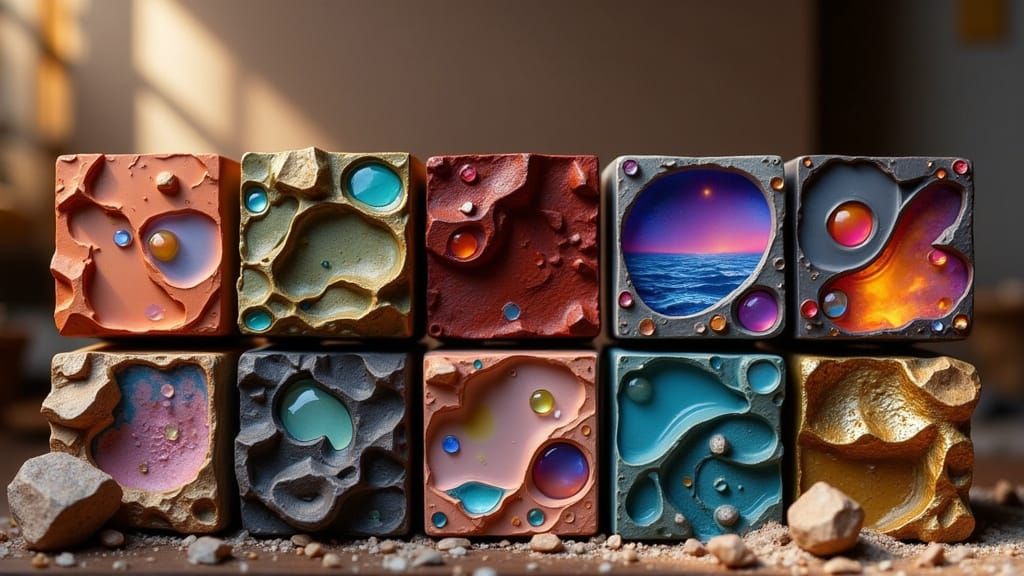 Abstract Macro Photography of Shimmering Squares