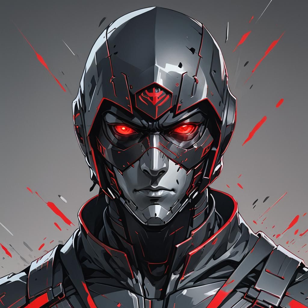 Cyborg Ninja Portrait in Anime Style