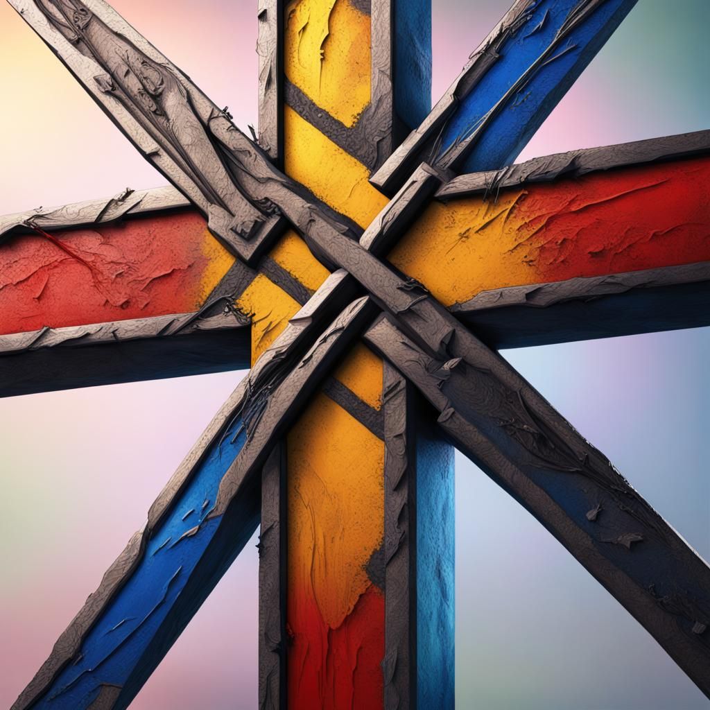 Hyperrealistic St. Andrews Cross in Splash Art Style