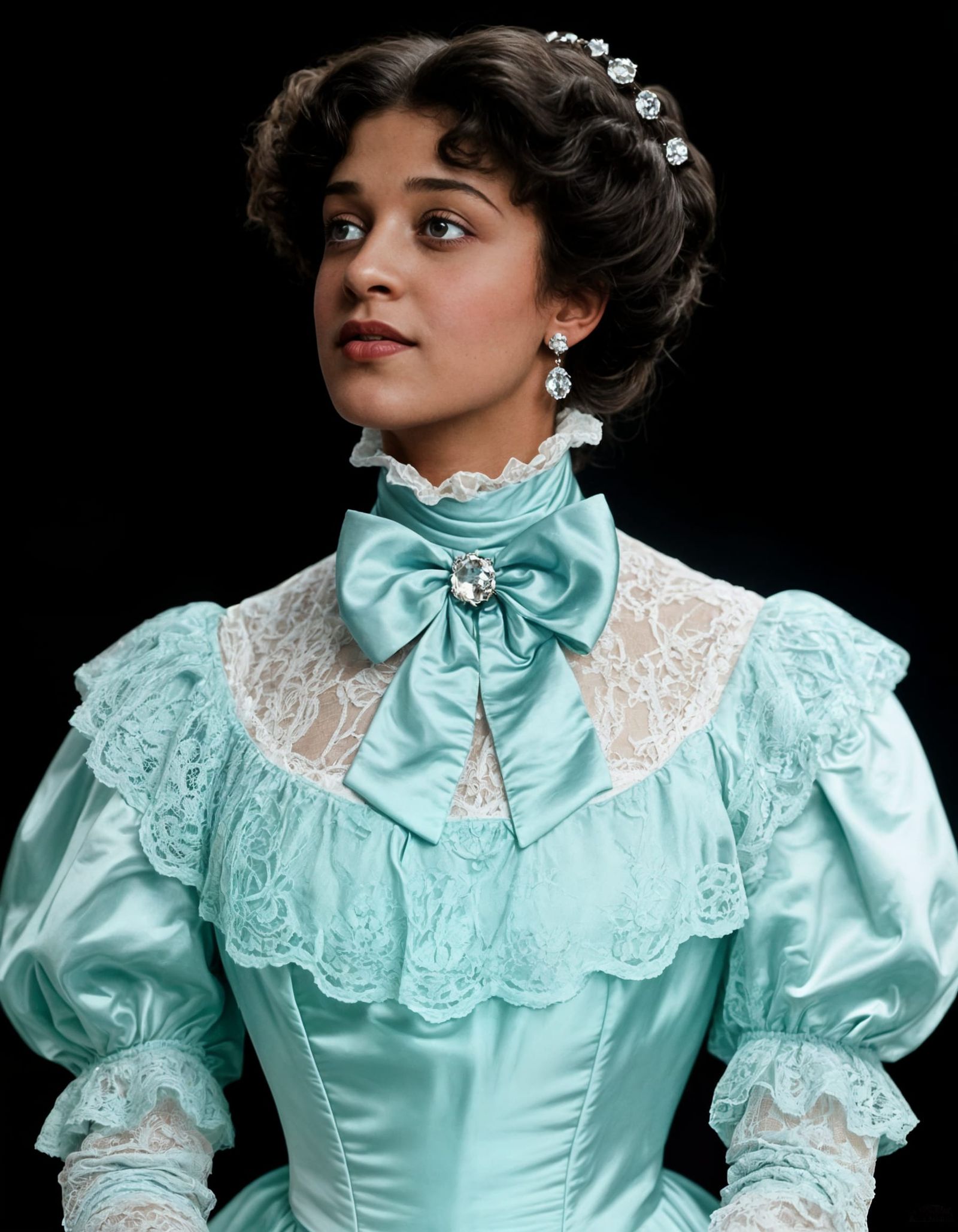 Edwardian Gibson Girl Portrait with Diamonds in Hazy Ultra-R...