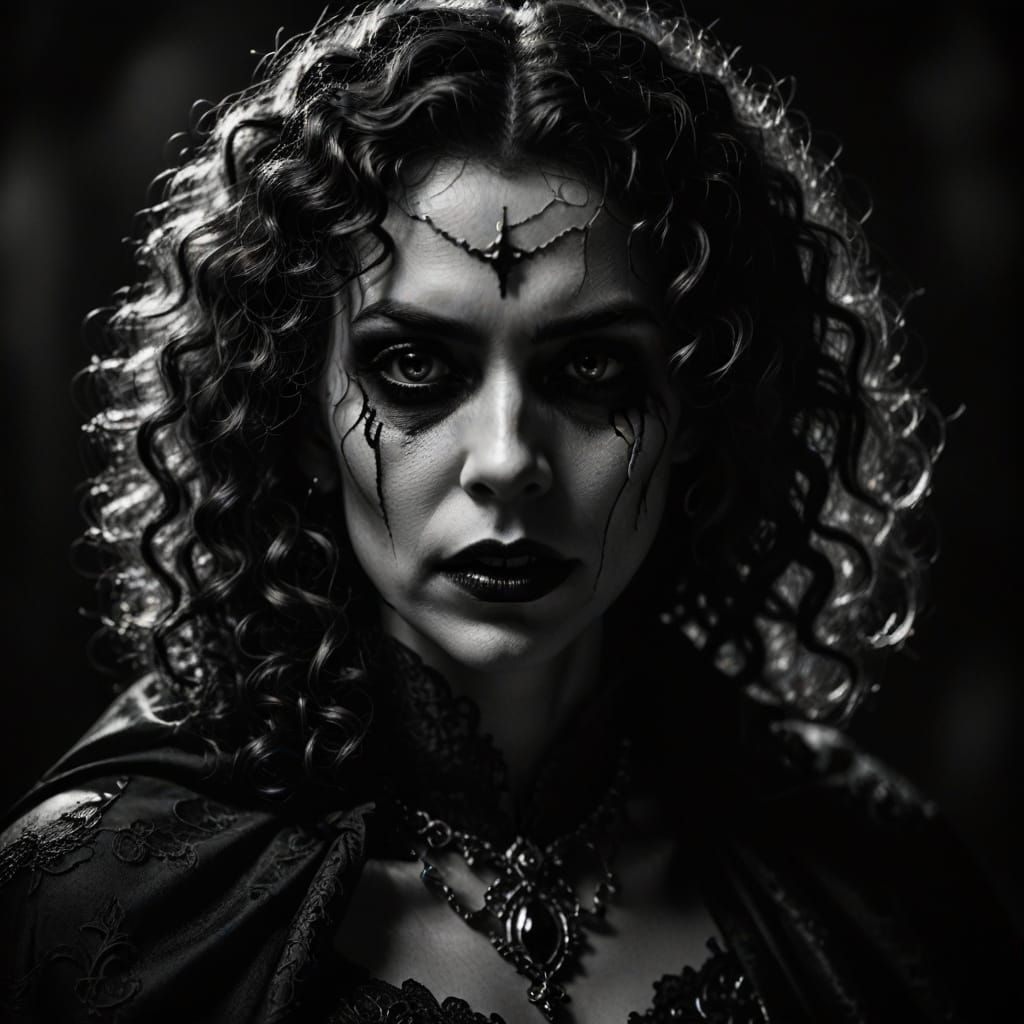 Gothic Vampire Portrait in Dark Romanticism Style