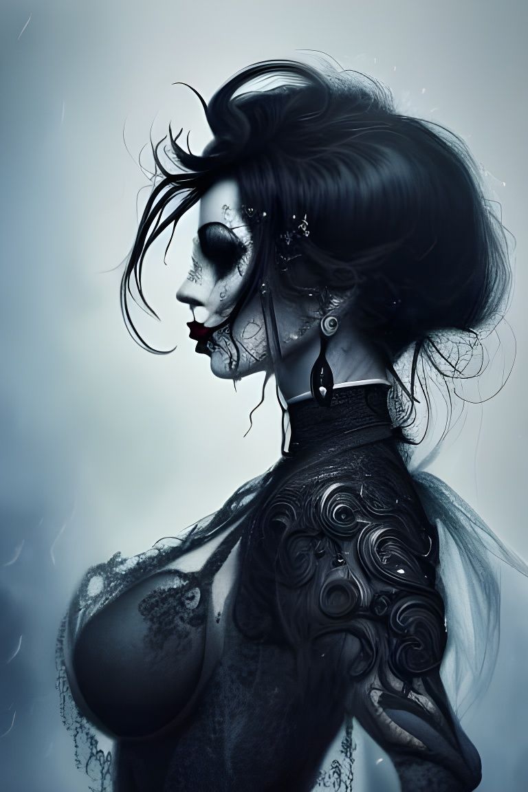 Gothic Bride Portrait in Dark Fantasy Style