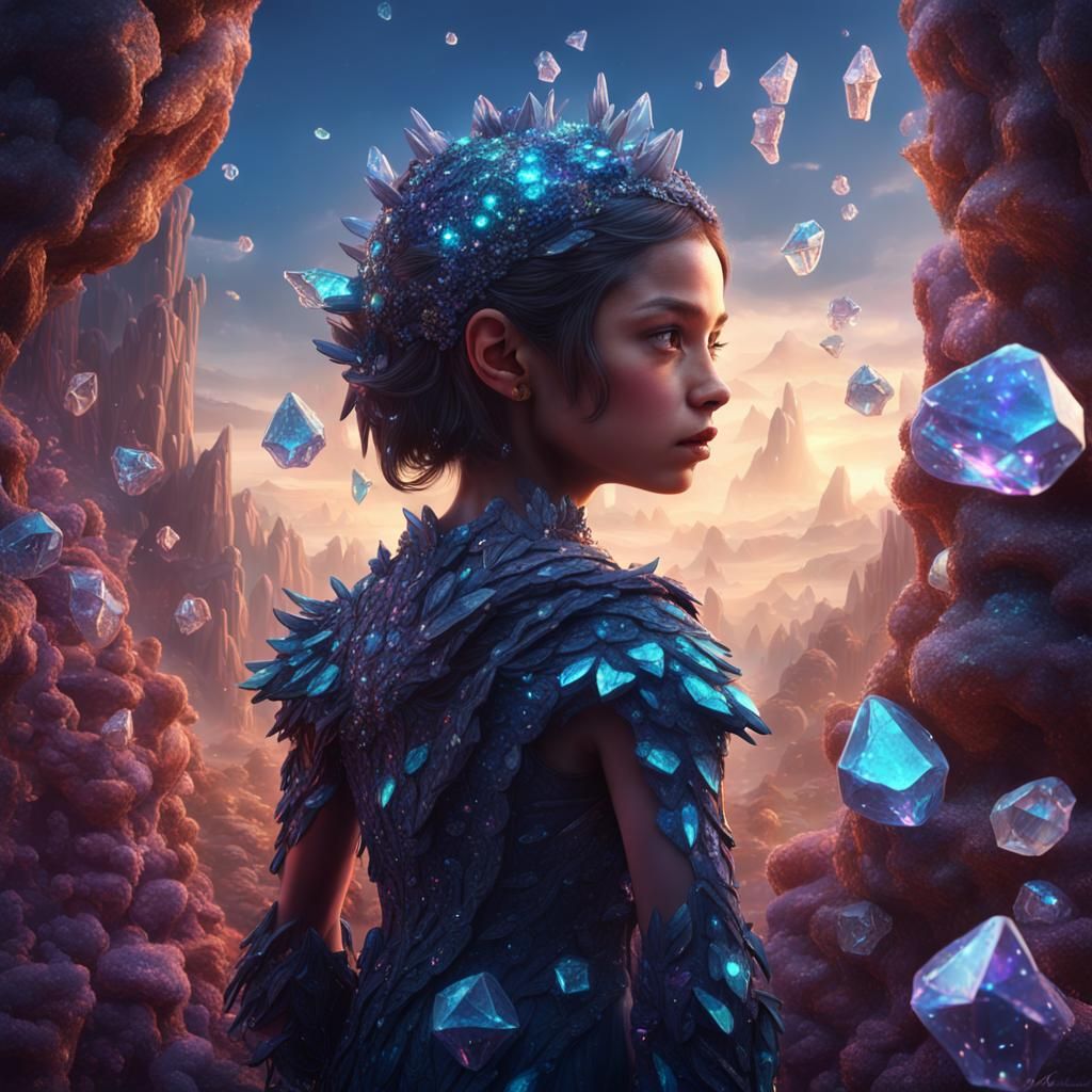 Crystalline Girl: Detailed Fantasy Concept Art