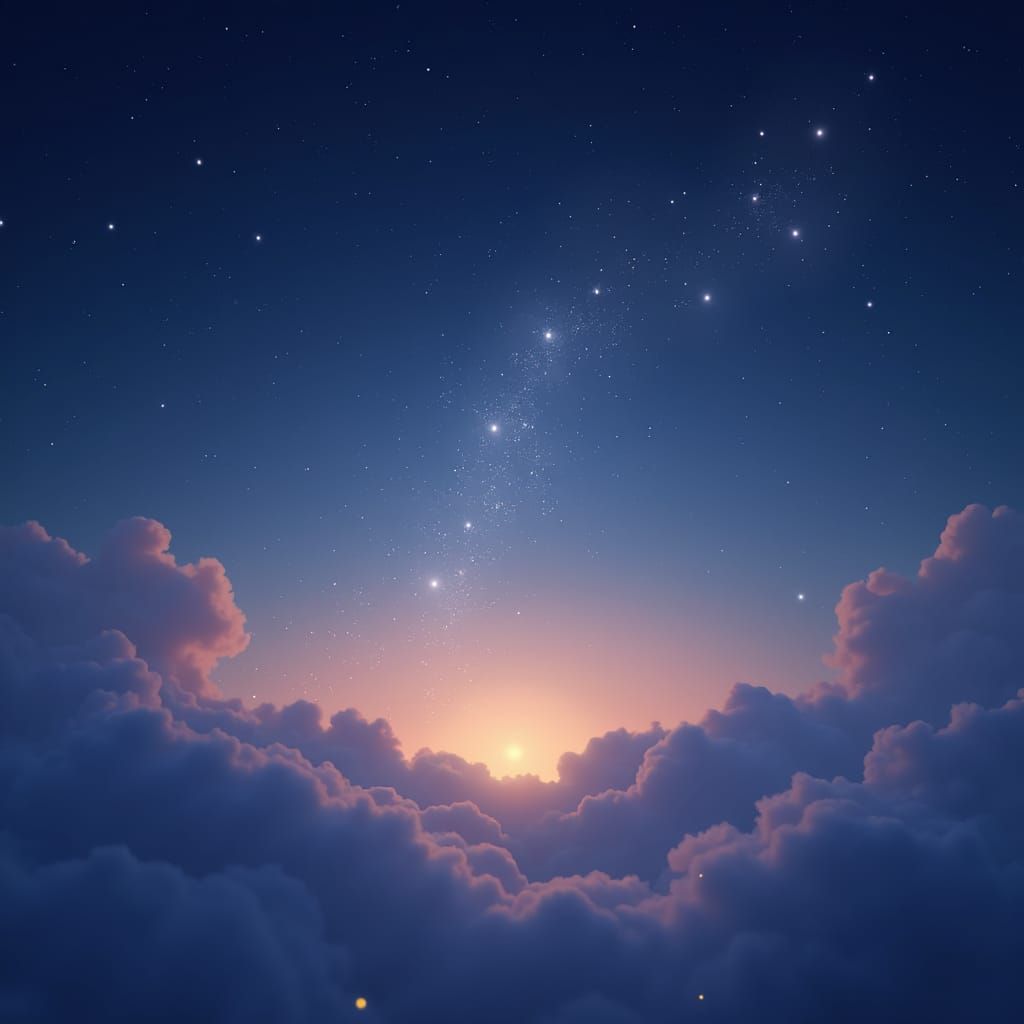 Magical Starry Sky with Mist and Sparkles