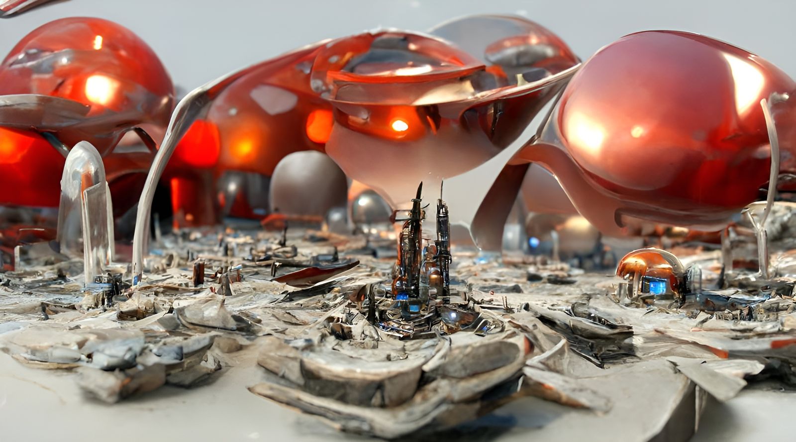 Futuristic Martian City with Flying Vehicles in 8K