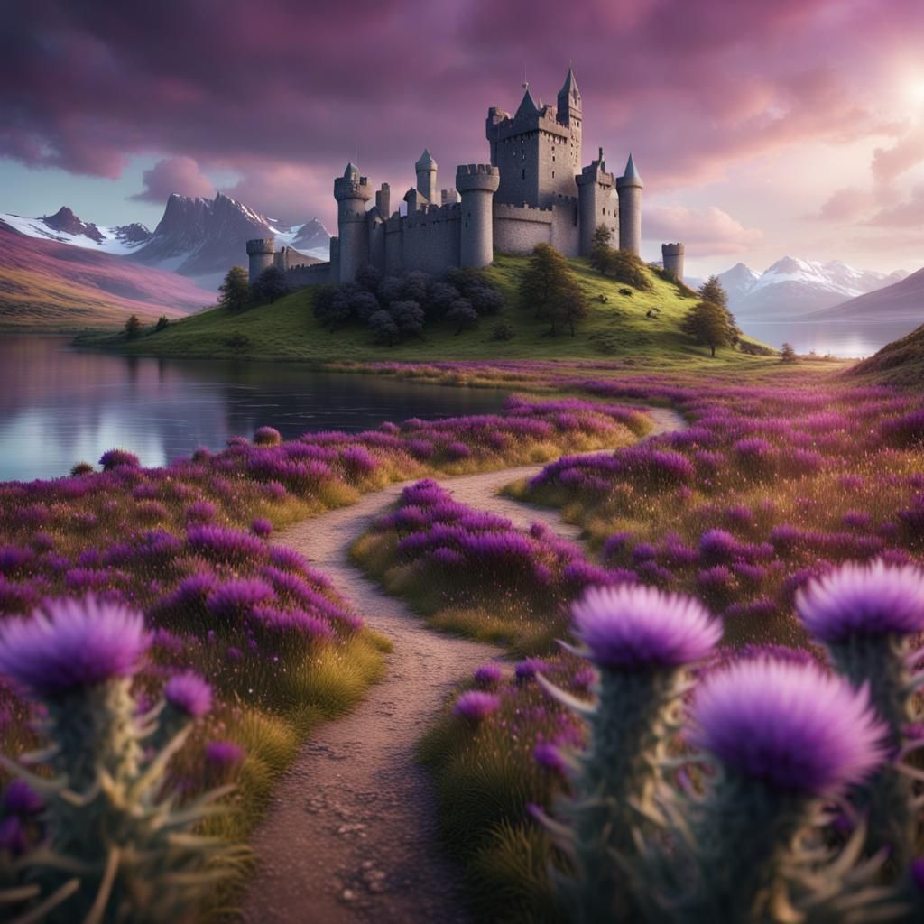 Scottish Highlands Castle Path in Fantasy Style