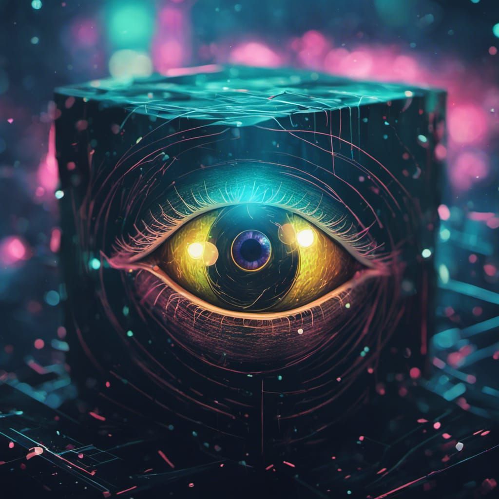 Cyberpunk Eye Cube: Hyperdetailed Portrait