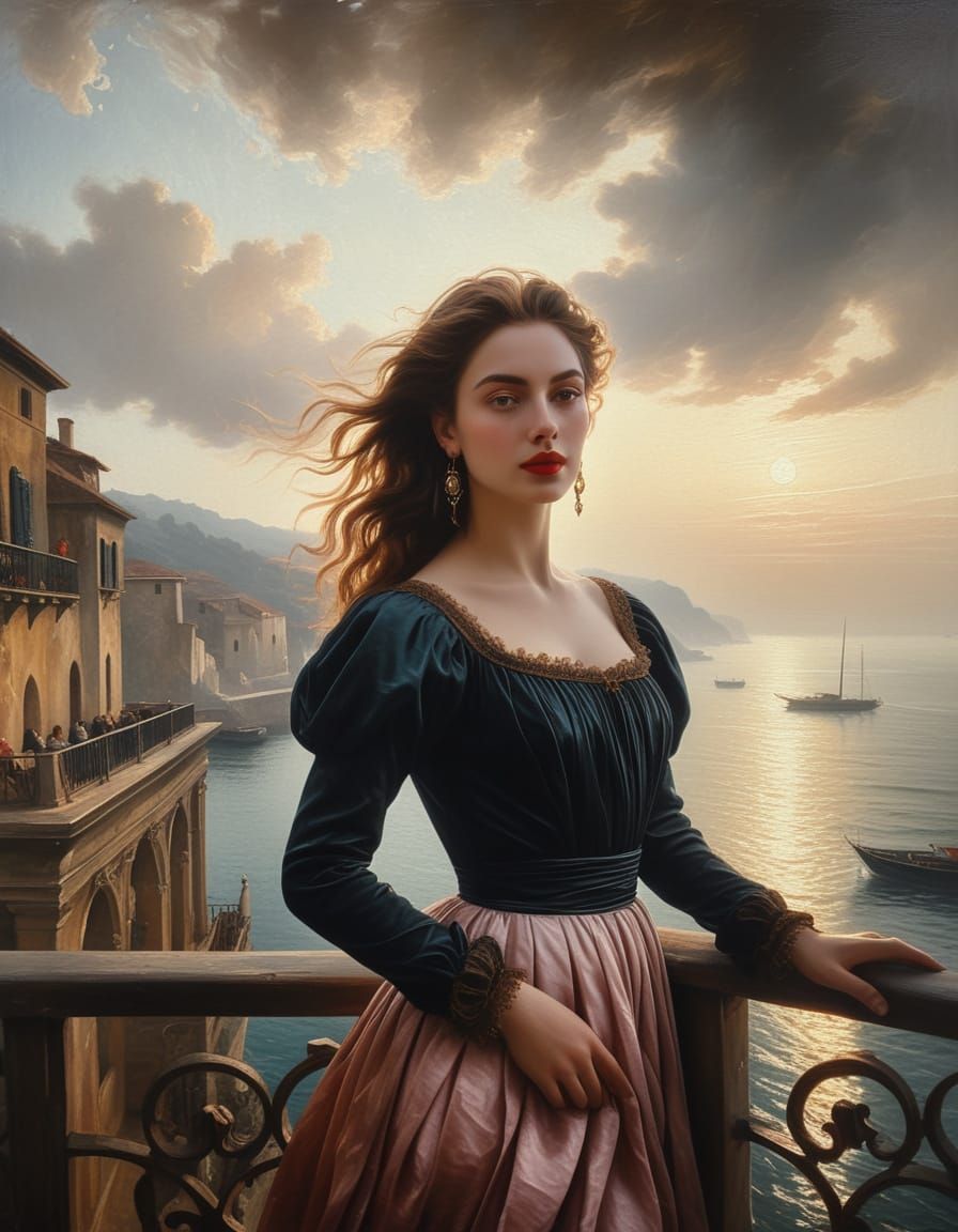 Ethereal Cafe Scene in Baroque Oil Painting Style