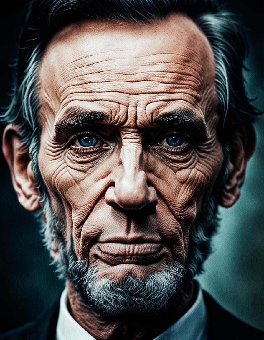 Abraham Lincoln Portrait in Pointillism Style