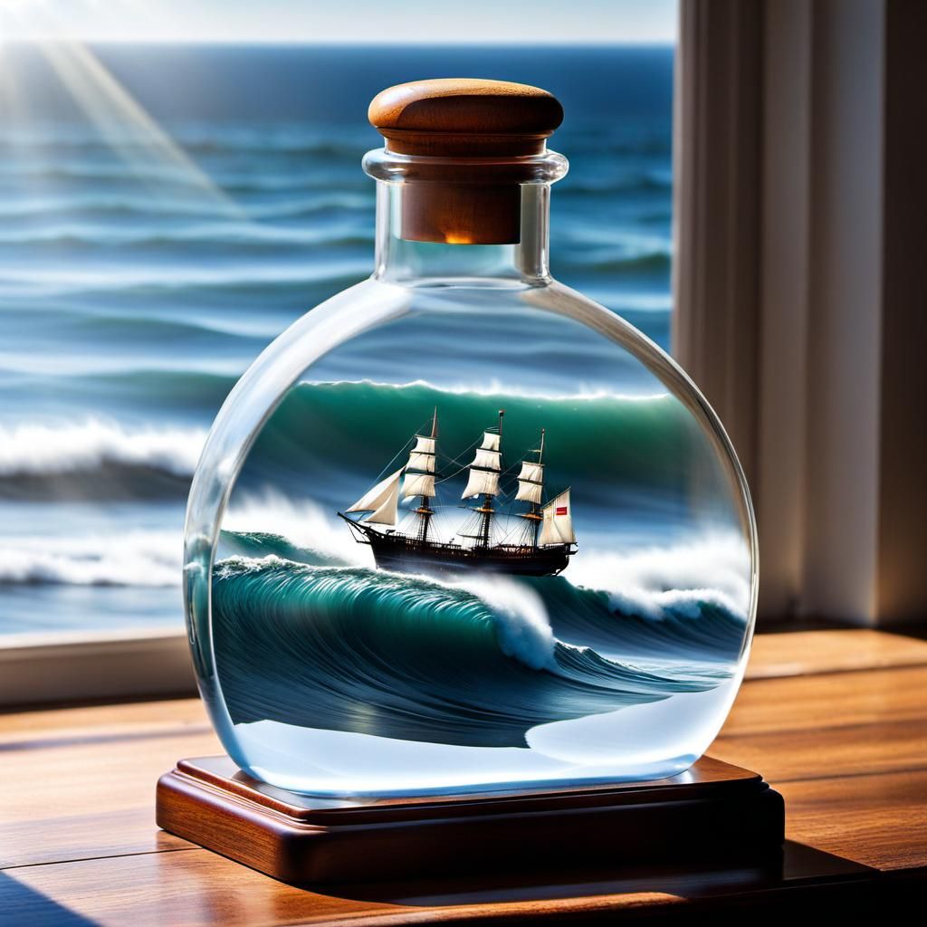 Ship in Glass Bottle: Magic Realism Render