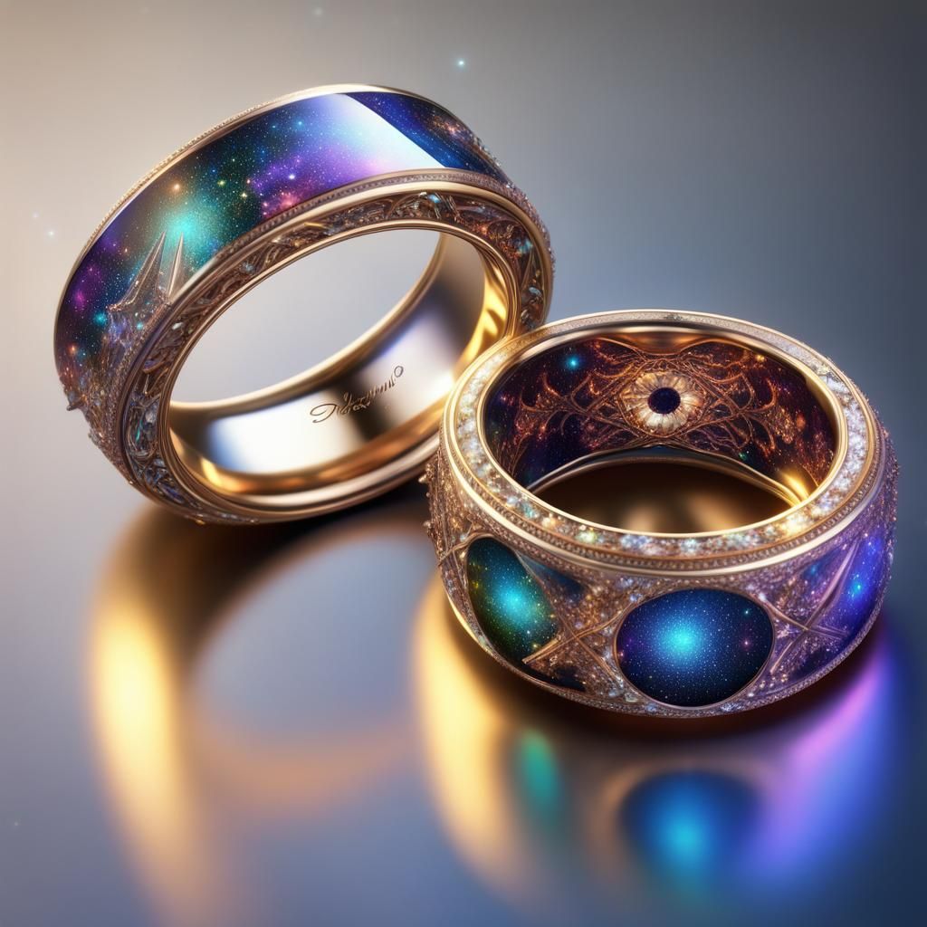 Galaxy Wedding Rings: Hyperdetailed Matching Pair