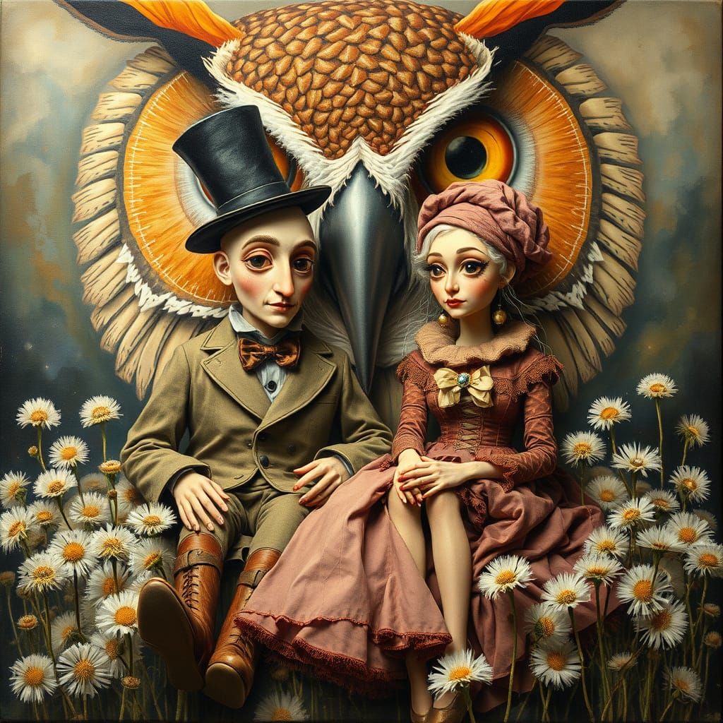 Romantic Puppet Couple in Durer Style