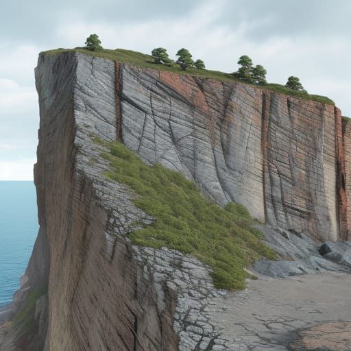 A rough cliff wall and the rocks seem to form a naturally oc...