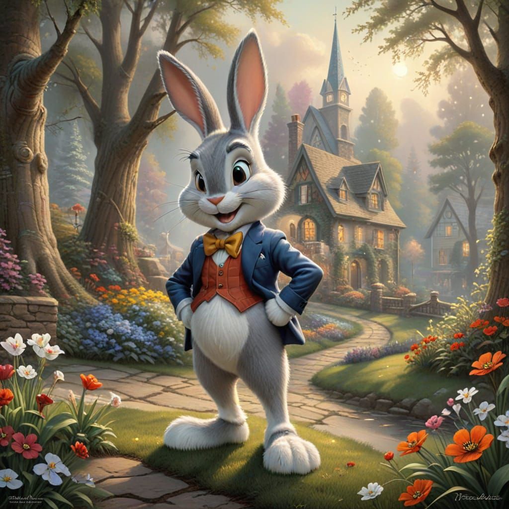 Bugs Bunny Painted in Thomas Kinkade Style