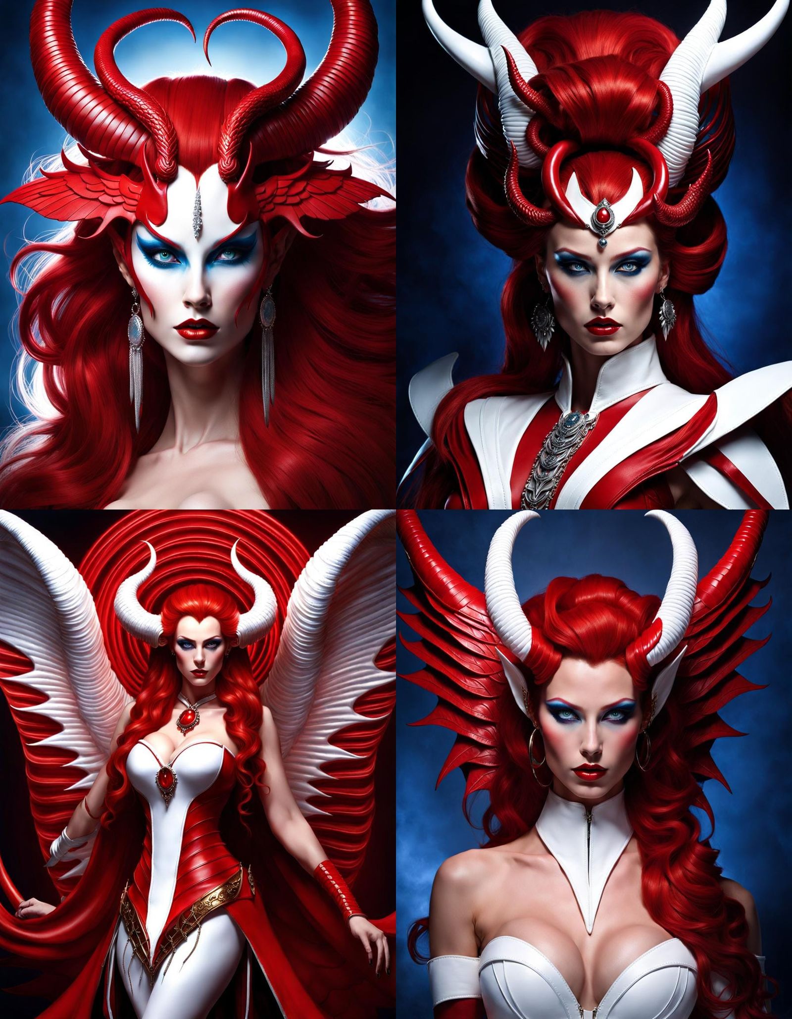 Towering Red Demon Woman with Dragon Wings