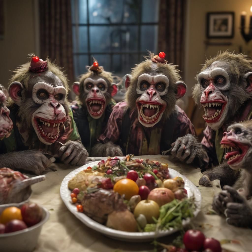 Zombie Monkey Clown Thanksgiving: Macabre Family Feast