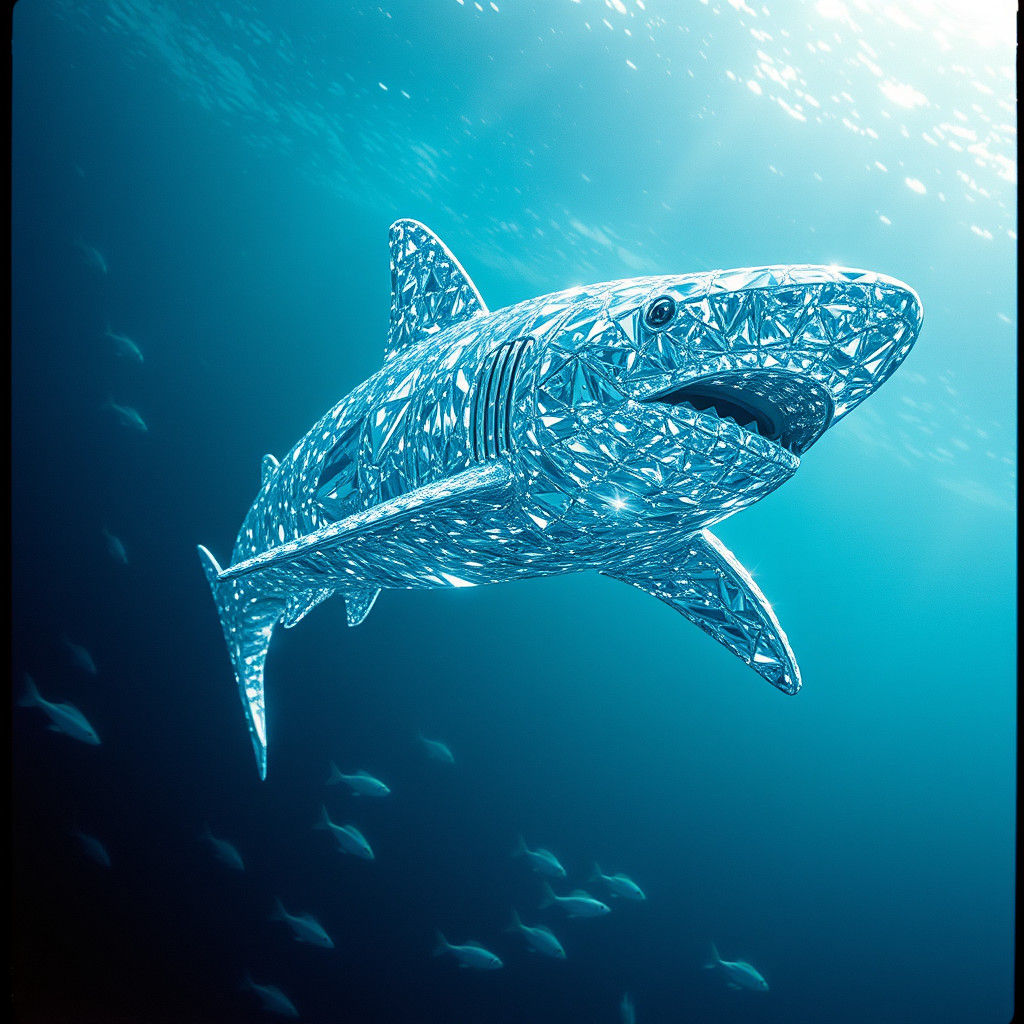Diamond Shark Glides Through Ocean Waters