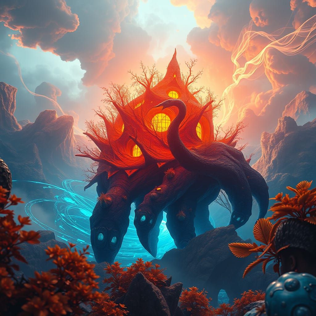 Ethereal Fantasy Realm in Vibrant, Mystical Colors