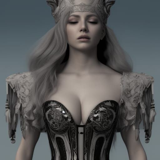 Monochromatic Renaissance Woman in Detailed Matte Painting