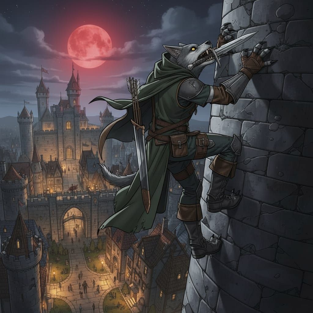 Werewolf Ranger Ascends Castle Tower in Lord of the Rings St...