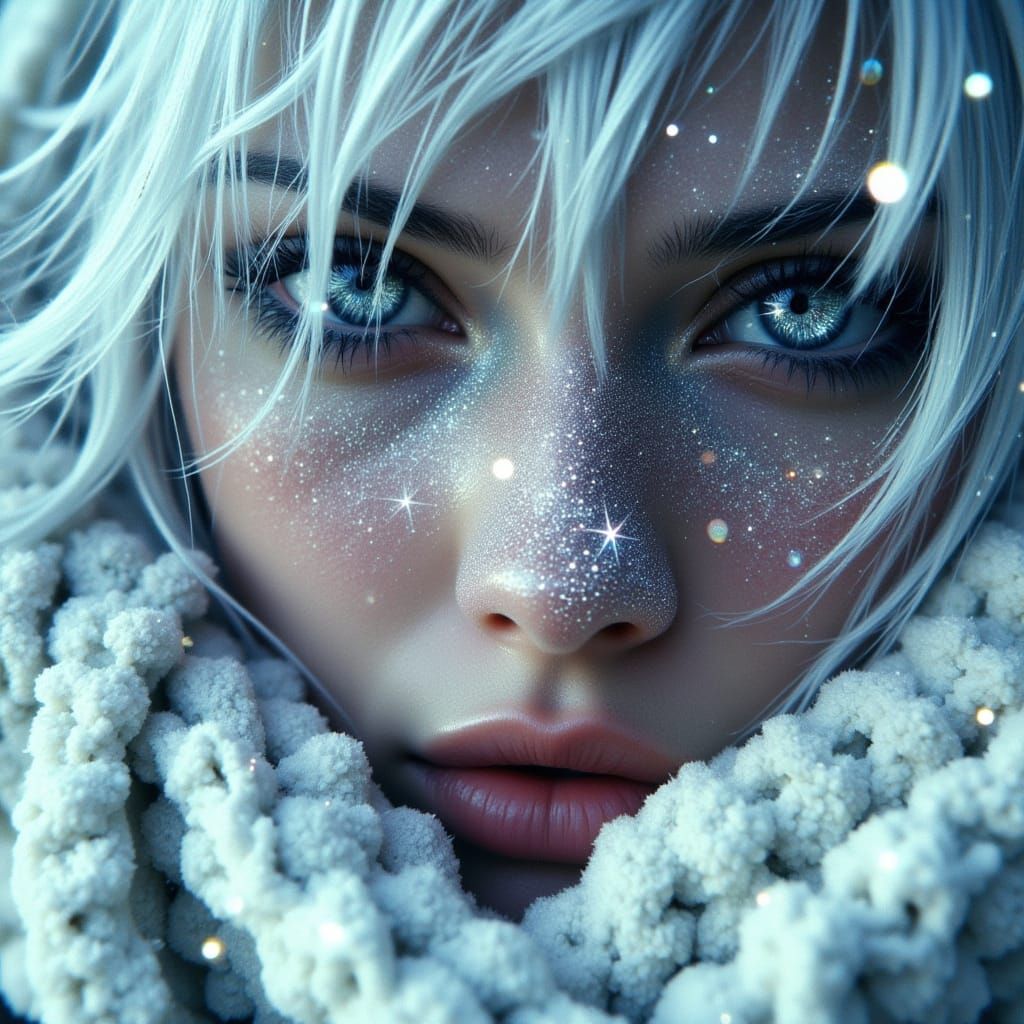 Surreal White Magic Sorceress in Frosty Hyperdetailed Portra...