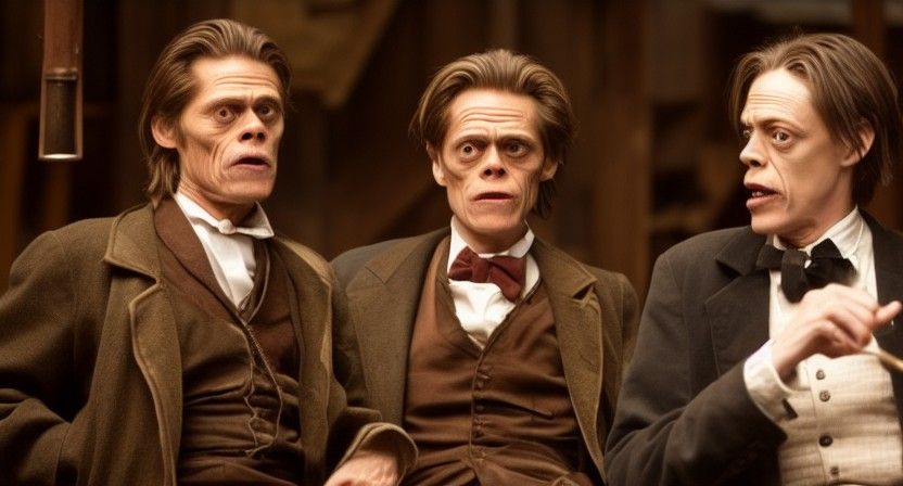 Willem Dafoe and Steve Buscemi in a Saloon