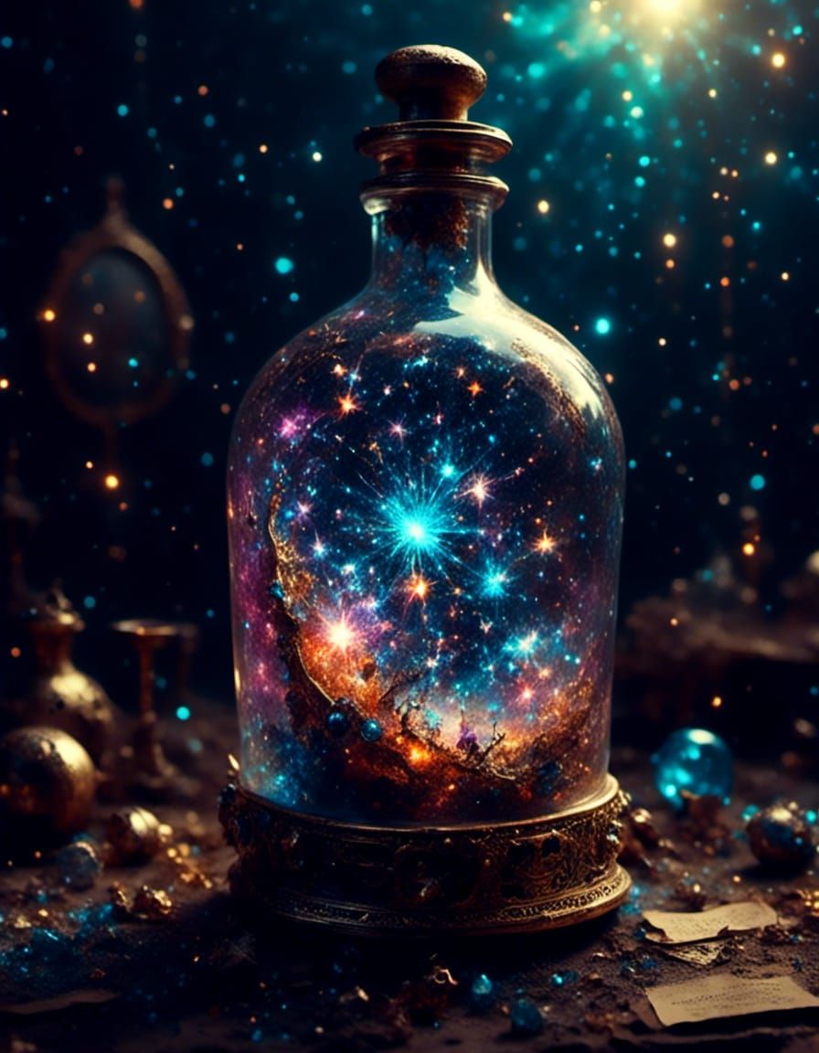 Mystical Bottle Filled with Sparkling Magic