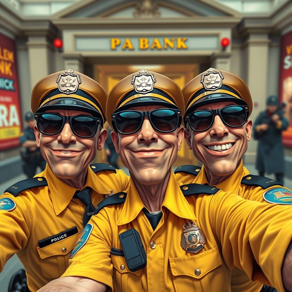 Bumbling Cops Snap Selfies During Bank Heist in Vibrant Pop ...
