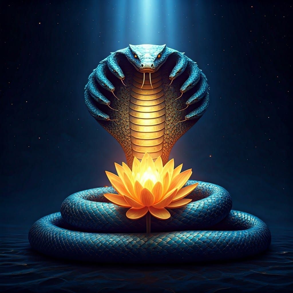 Shining Twelve-Headed Naga of Hindu Mythology
