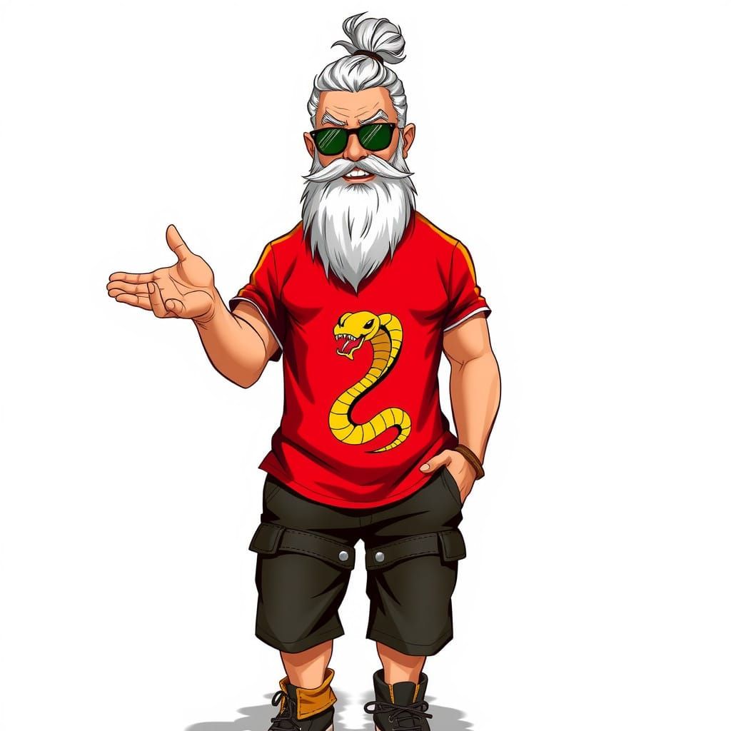 Confident Asian Sage in Comic Style