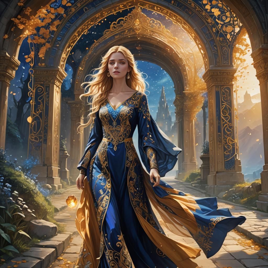 Woman Walks to Heaven Gate: Digital Concept Art