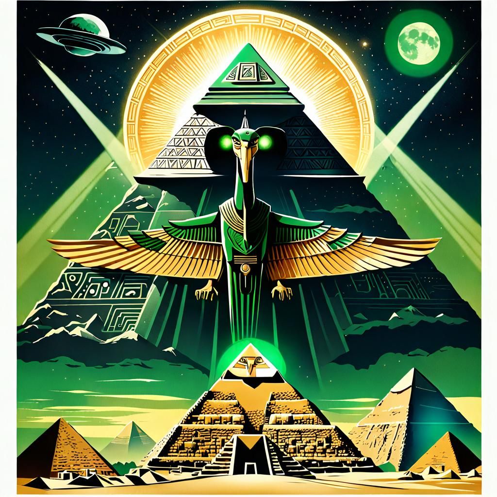 Thoth in UFO Over Pyramids: Soviet Propaganda Art