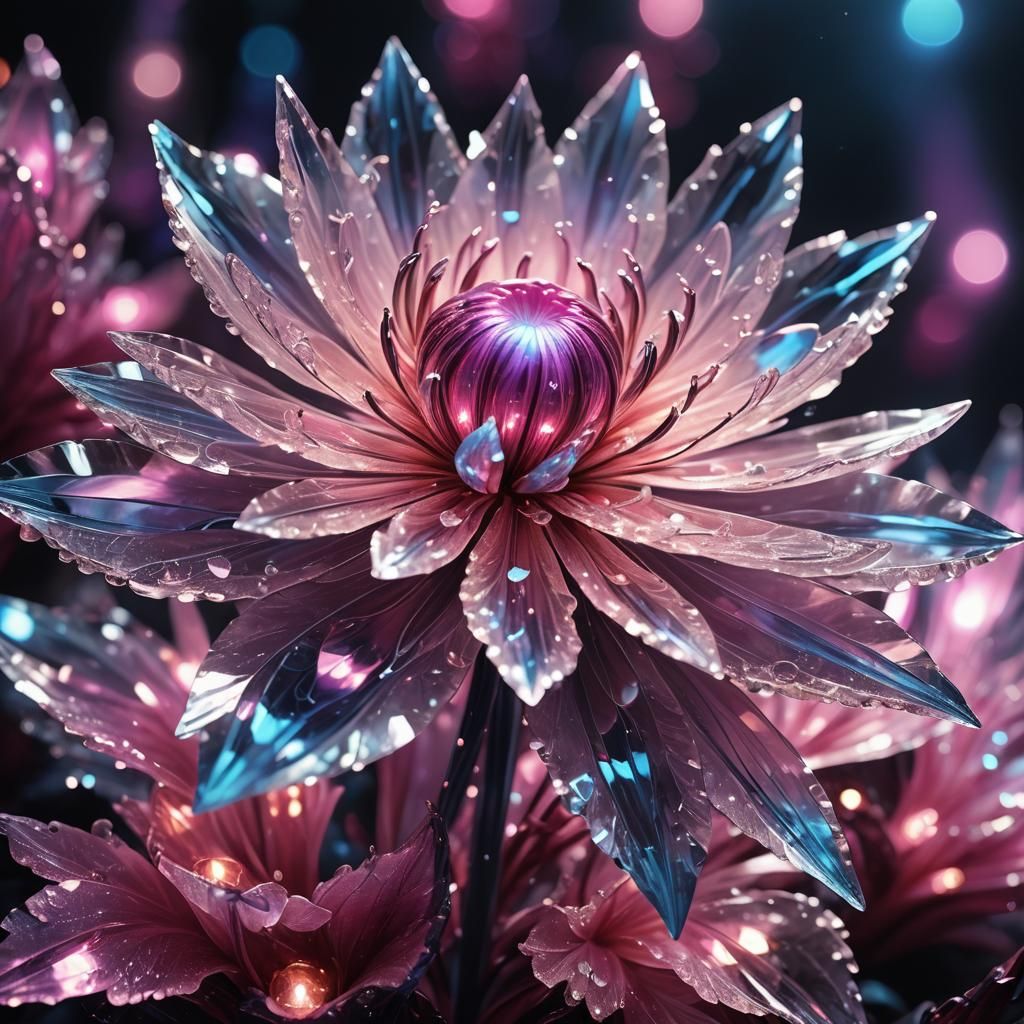 Luminescent Crystal Flower Concept Art in 8K