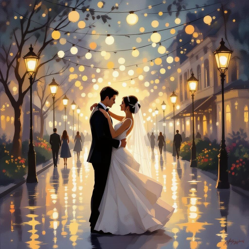 Romantic Wedding Dance in Dreamy Impressionism