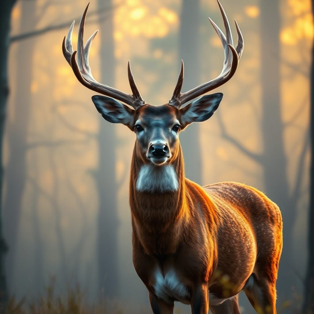 Majestic Red Deer in Morning Mist