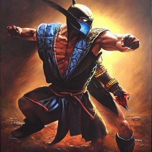 Mortal Kombat Scene as Oil Painting