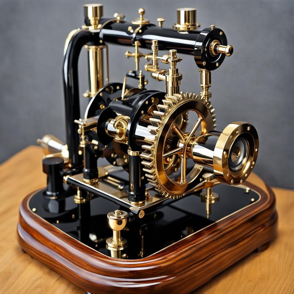 Steampunk Machine Model in Silver and Gold