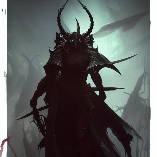 Hyperdetailed Demon Hunter in Dark Fantasy Style