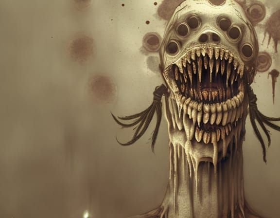 Horrifying Smile Dog in Eerie Horror Style