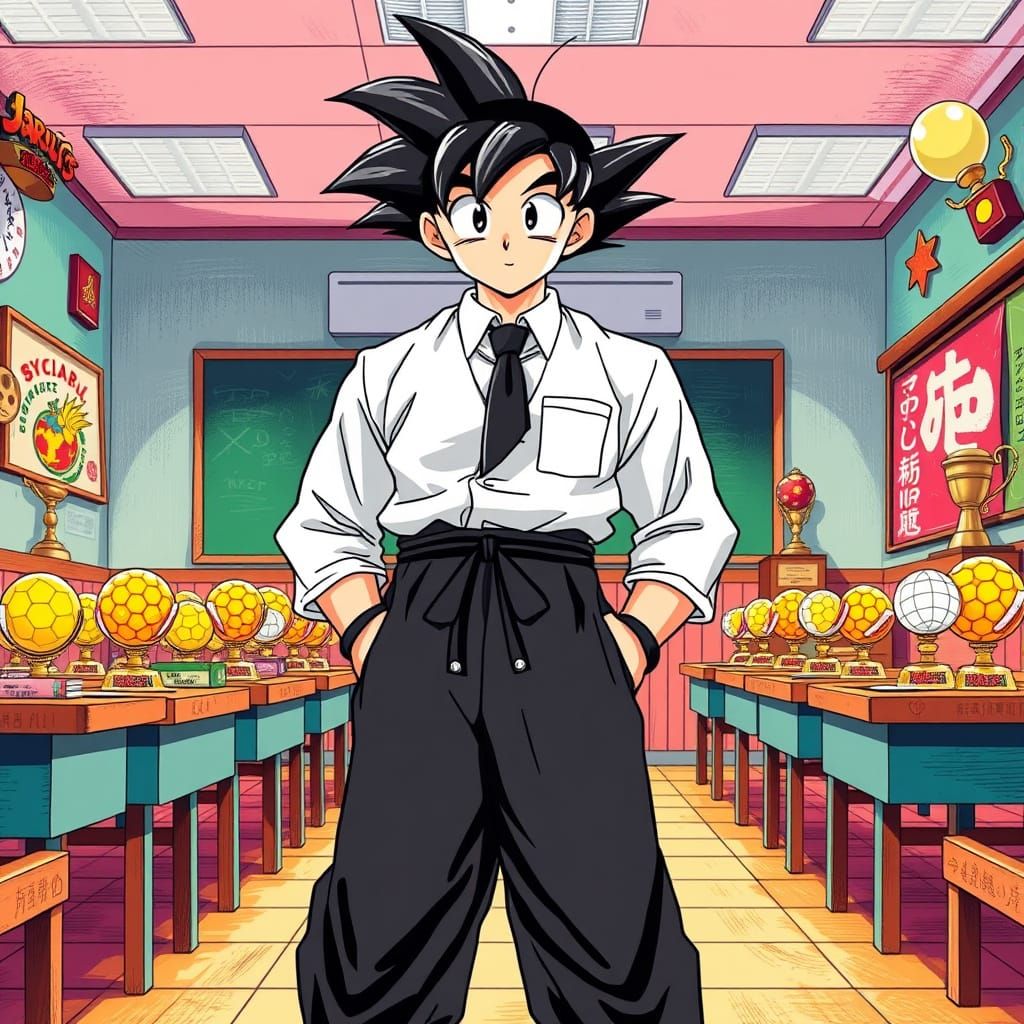 Goku in Traditional Japanese Teacher's Uniform