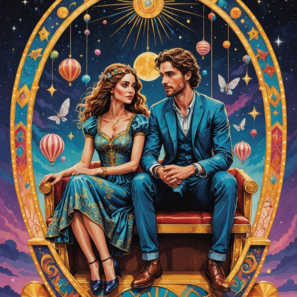 The Lovers Tarot Card: Bohemian 90s Style Illustration