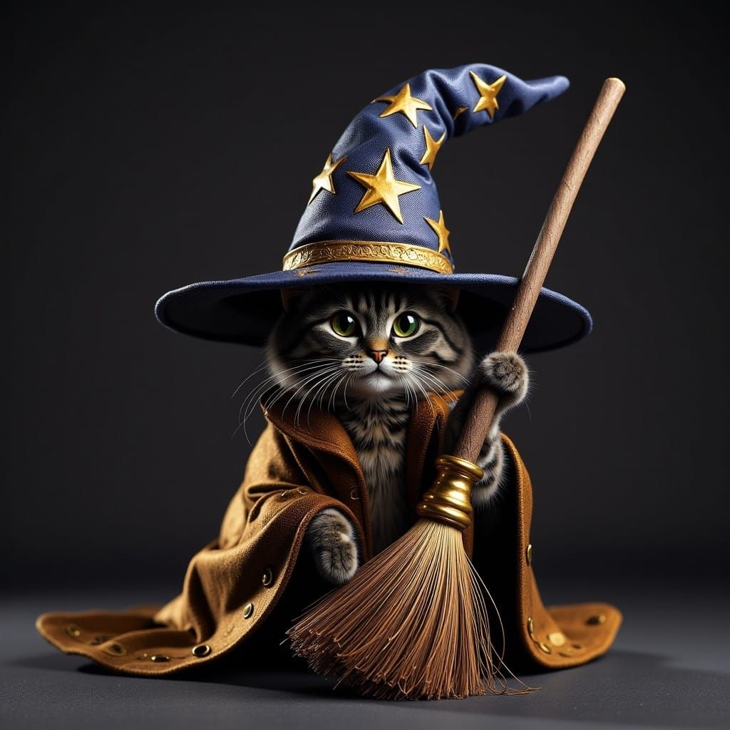 Magical Wizard Cat Accessories in Cinematic Style