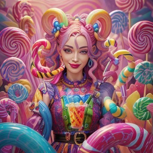 Candy Woman with Snake Hair, Digital Illustration