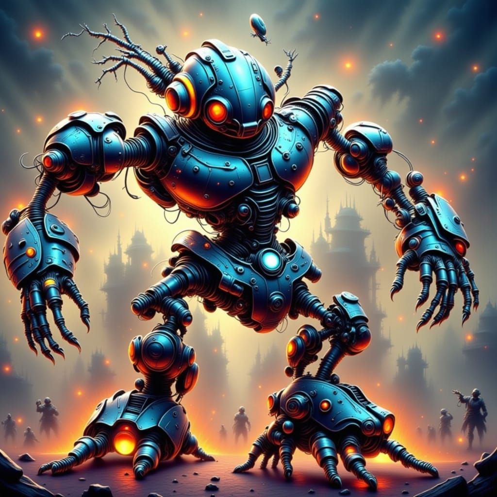 Futuristic Robot in Dynamic Dance Pose