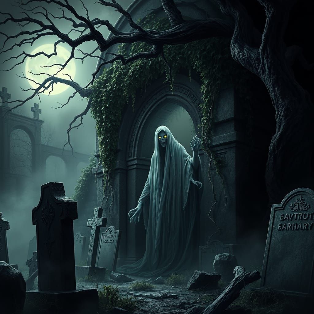 Surreal Strzyga Emerges from Ancient Crypt in Haunting Moonl...