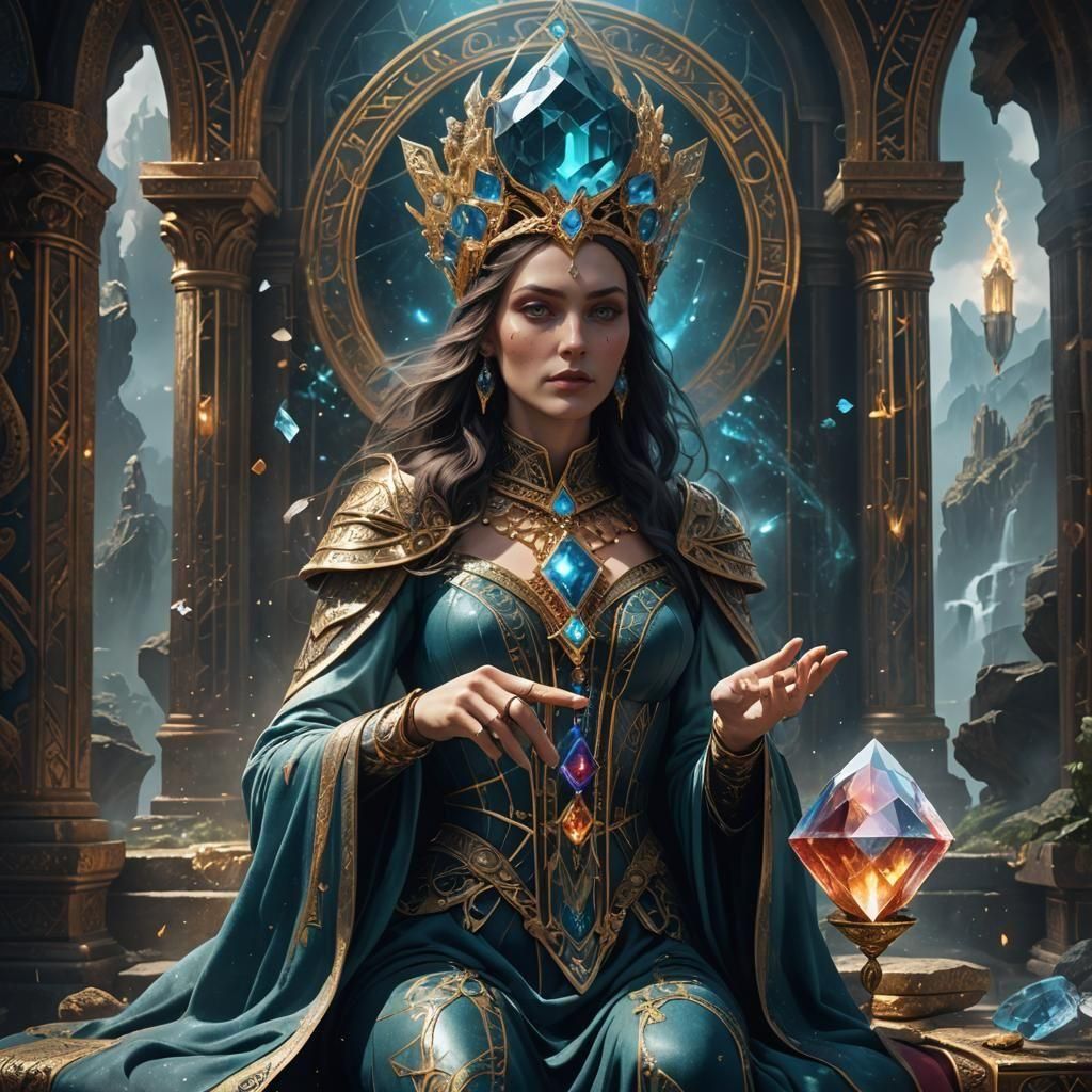 High Priestess with Magic Crystal: Surreal Art